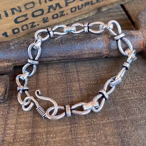 ✨VINTAGE BANDED INFINITY CHAIN LINK SILV BRACELET